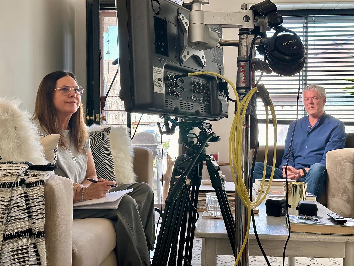 Pony Gayle interviewing Bryce during production of The Visionary