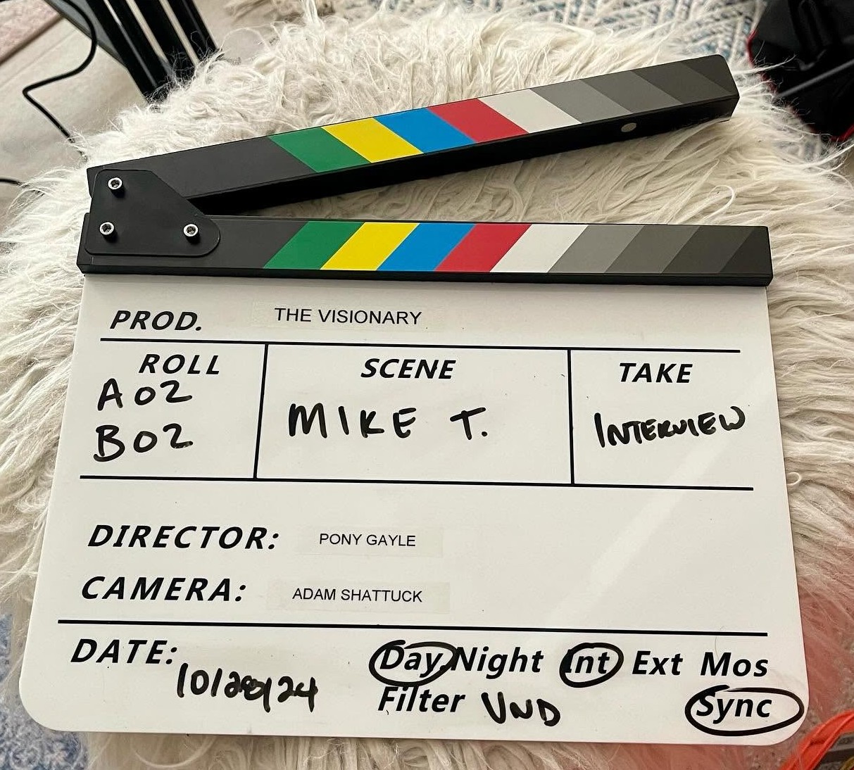 The Visionary clapperboard naming Pony Gayle as director